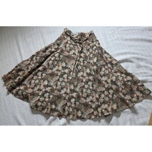 1960s Anne Fogarty Black Brown Floral Midi Skirt Fit & Flare Dress Gown Wool 6